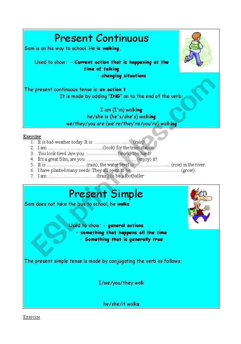 Present Simple and Continuous worksheet