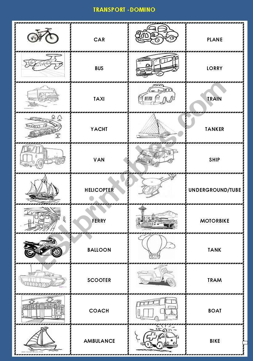 TRANSPORT-DOMINO worksheet