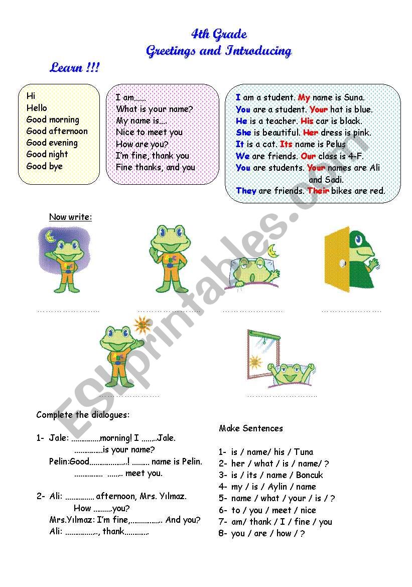 greetings and introducing worksheet