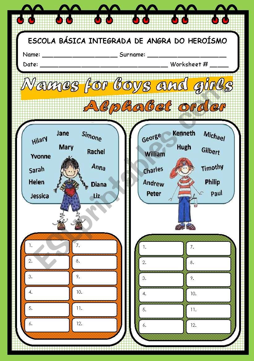 THE ALPHABET ORDER worksheet