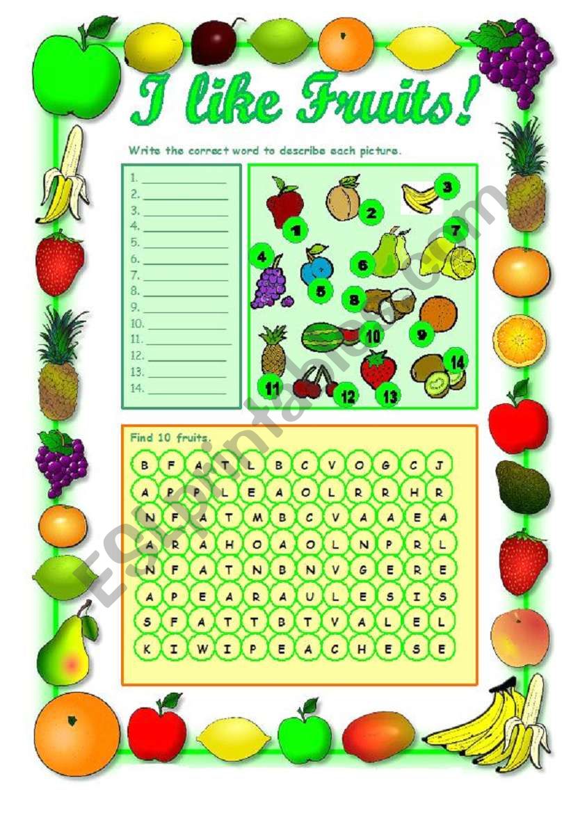 I LIKE FRUITS! worksheet