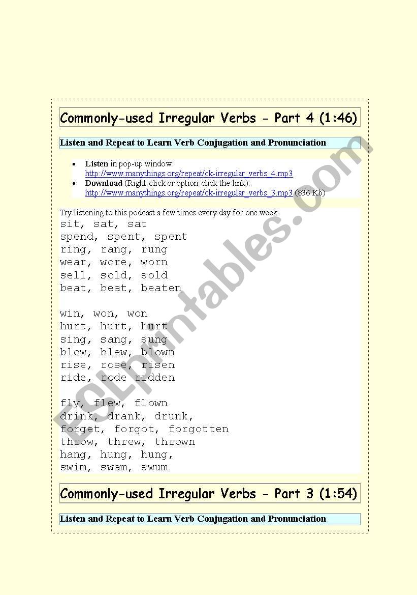 Listen and repeat worksheet