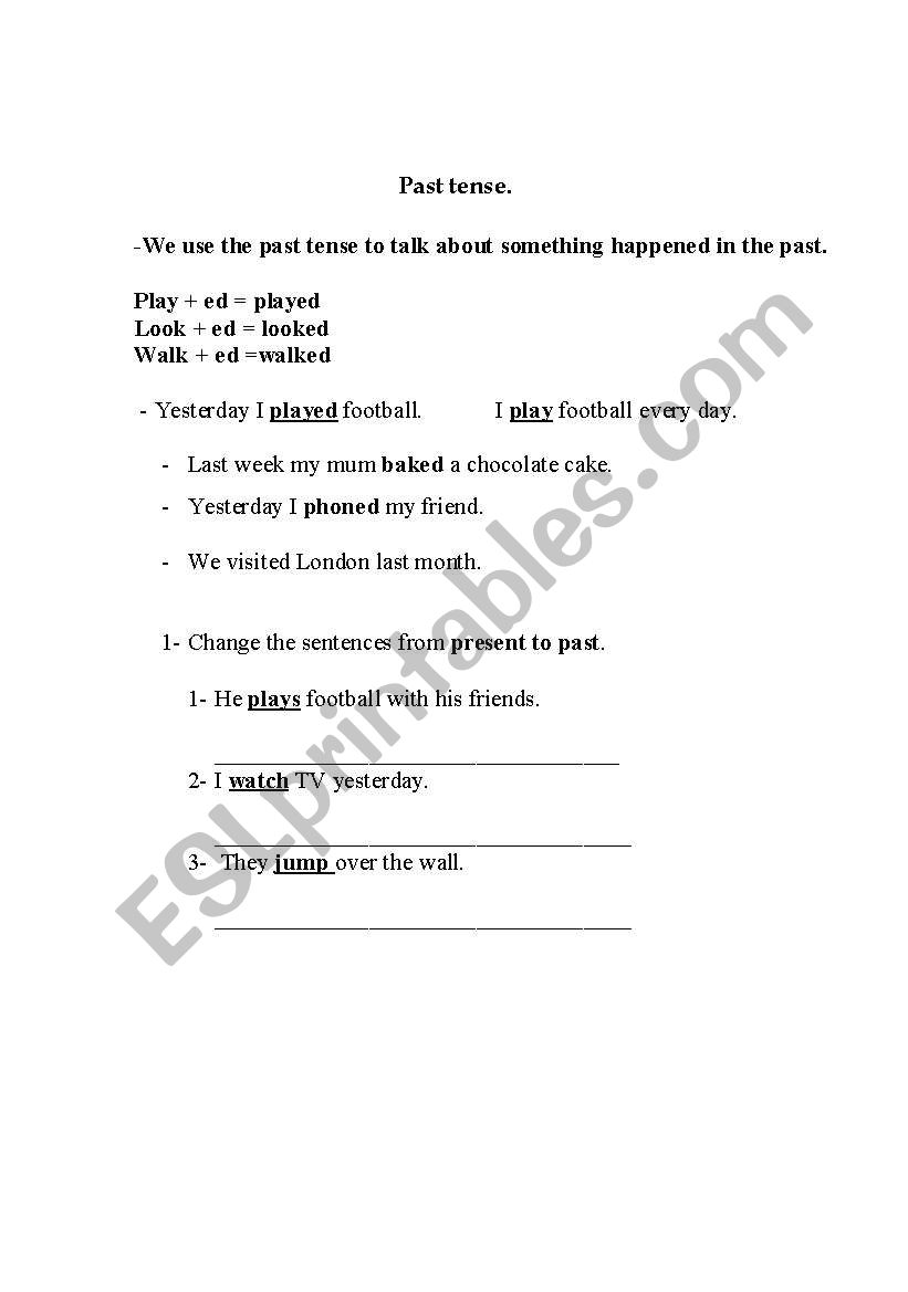 past tense  worksheet