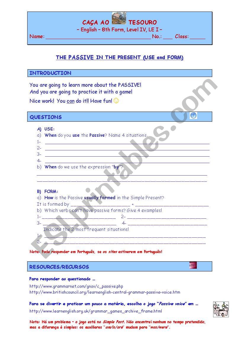 Webquest: Passive worksheet