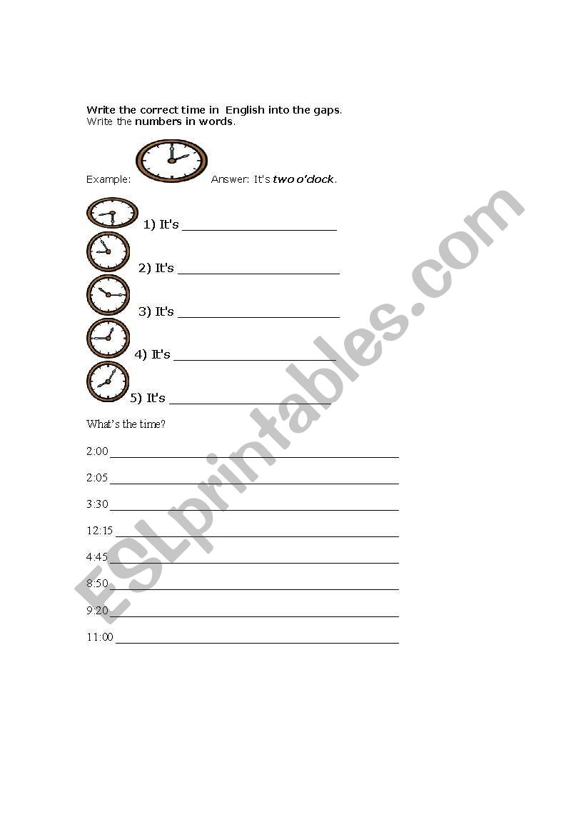 exercises on time worksheet