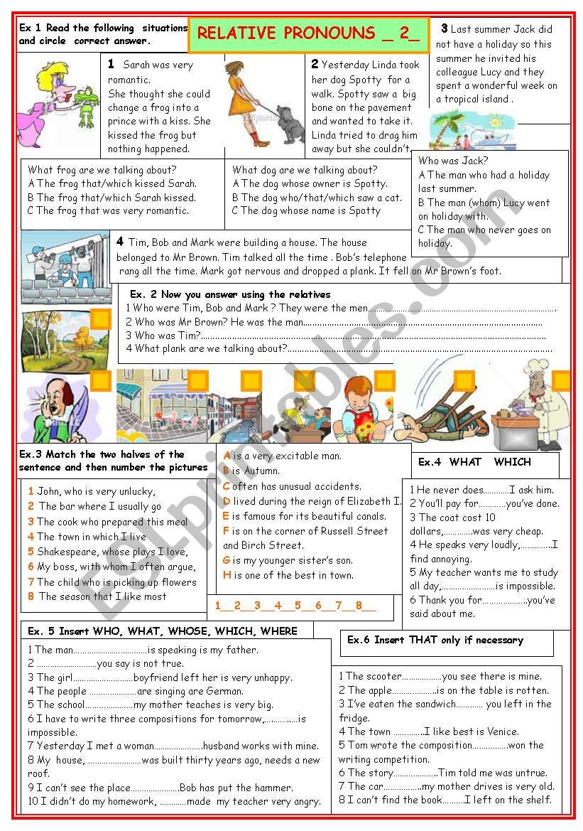 Relative Pronouns worksheet