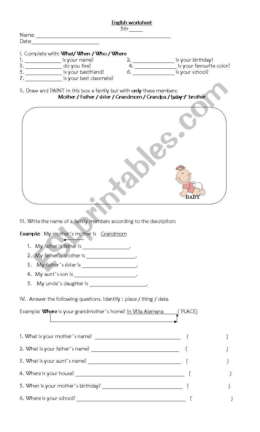 wh-questions and fly worksheet