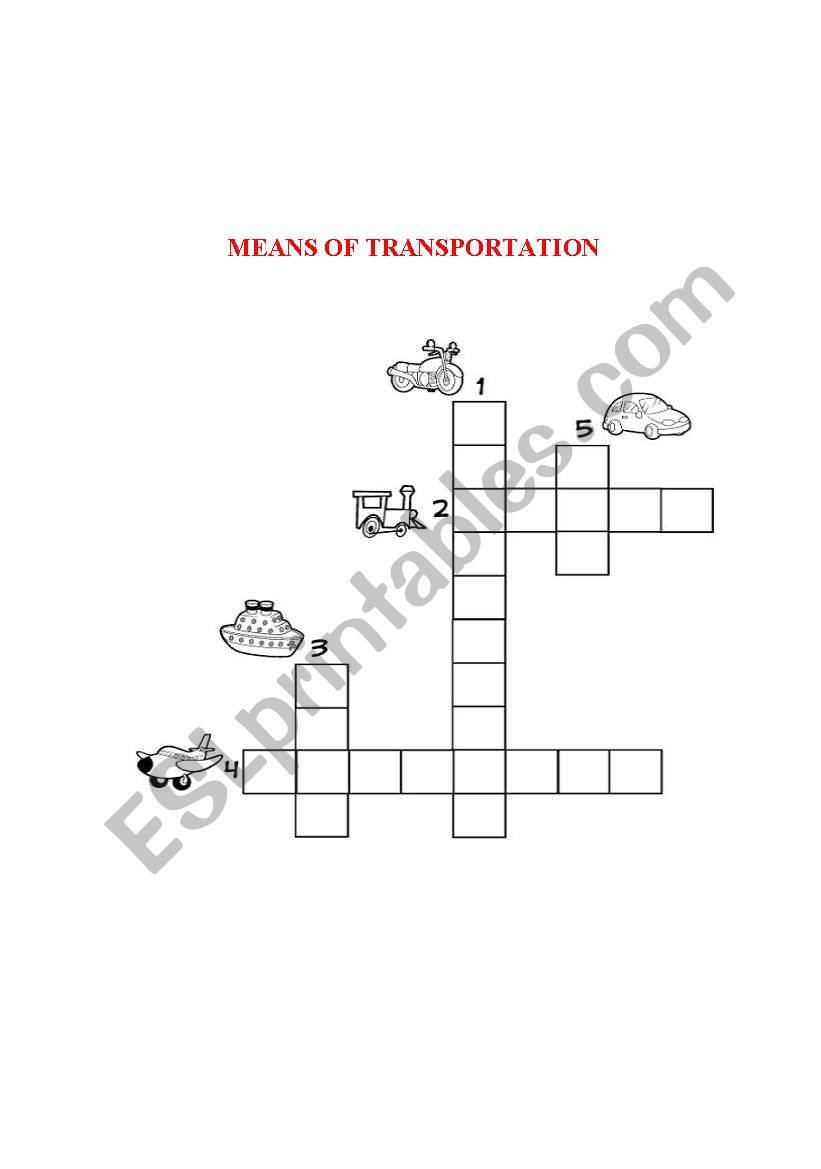 Means of tranportation worksheet
