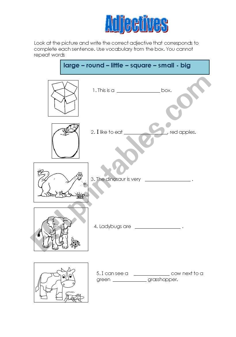 Adjectives worksheet