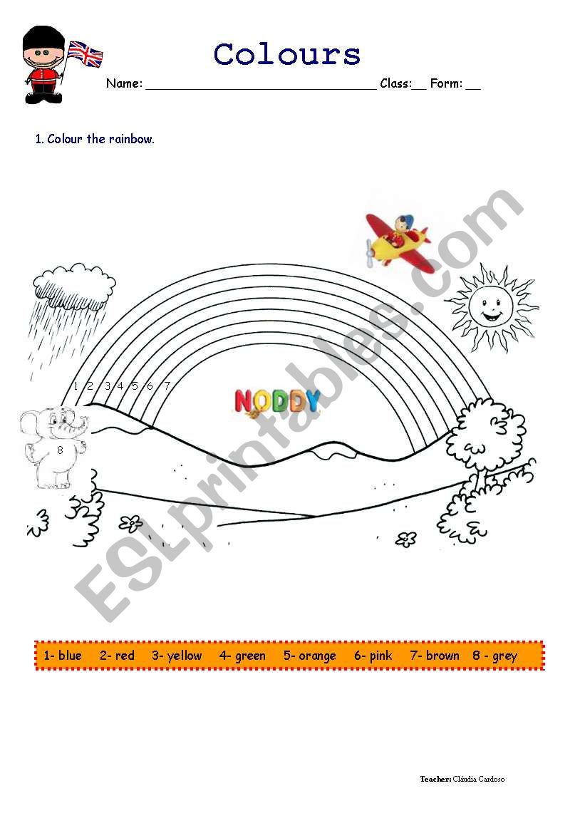 Noddy and the Rainbow worksheet