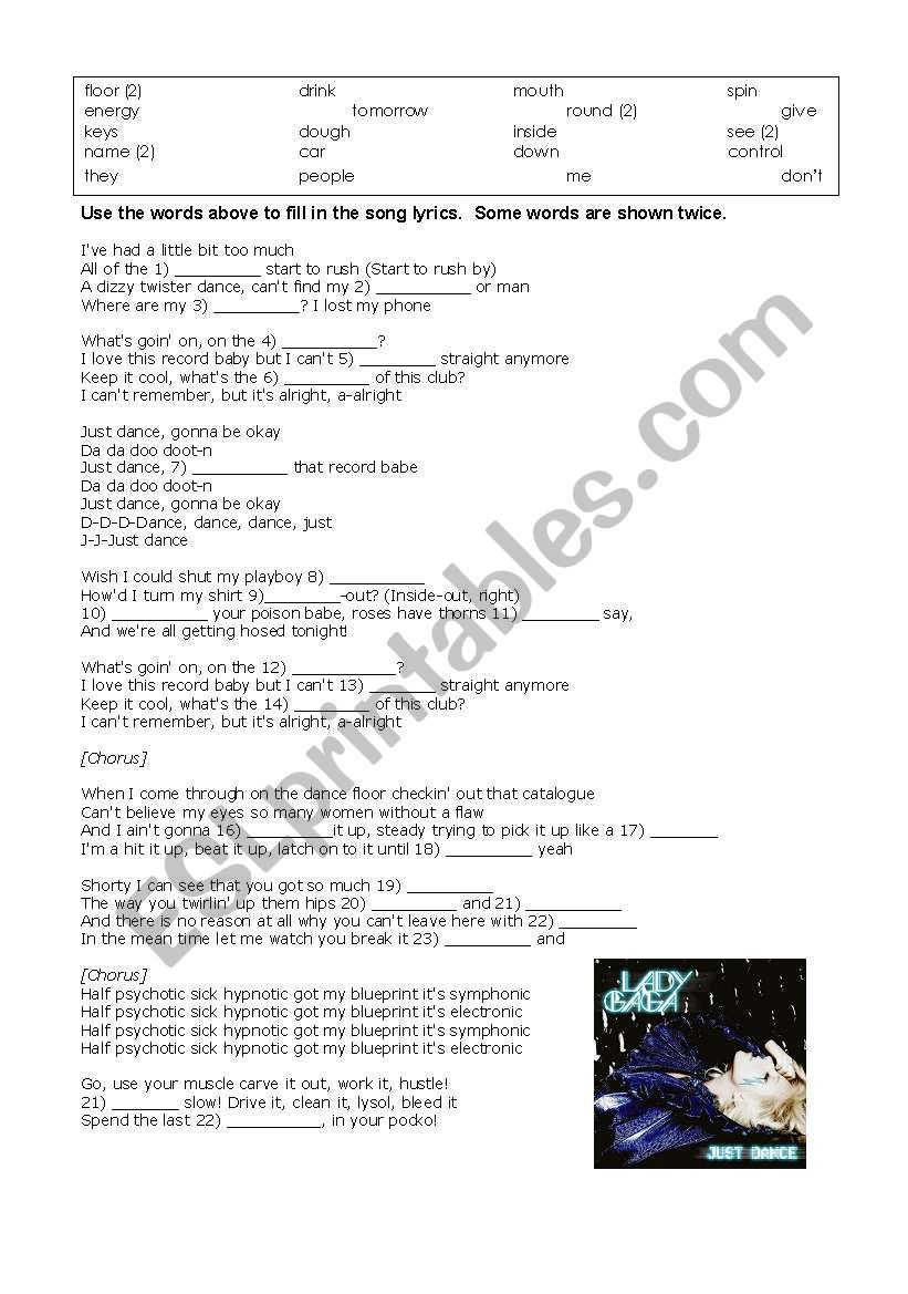Lady Gaga - Just Dance worksheet