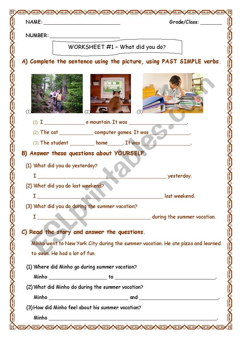 past simple worksheet