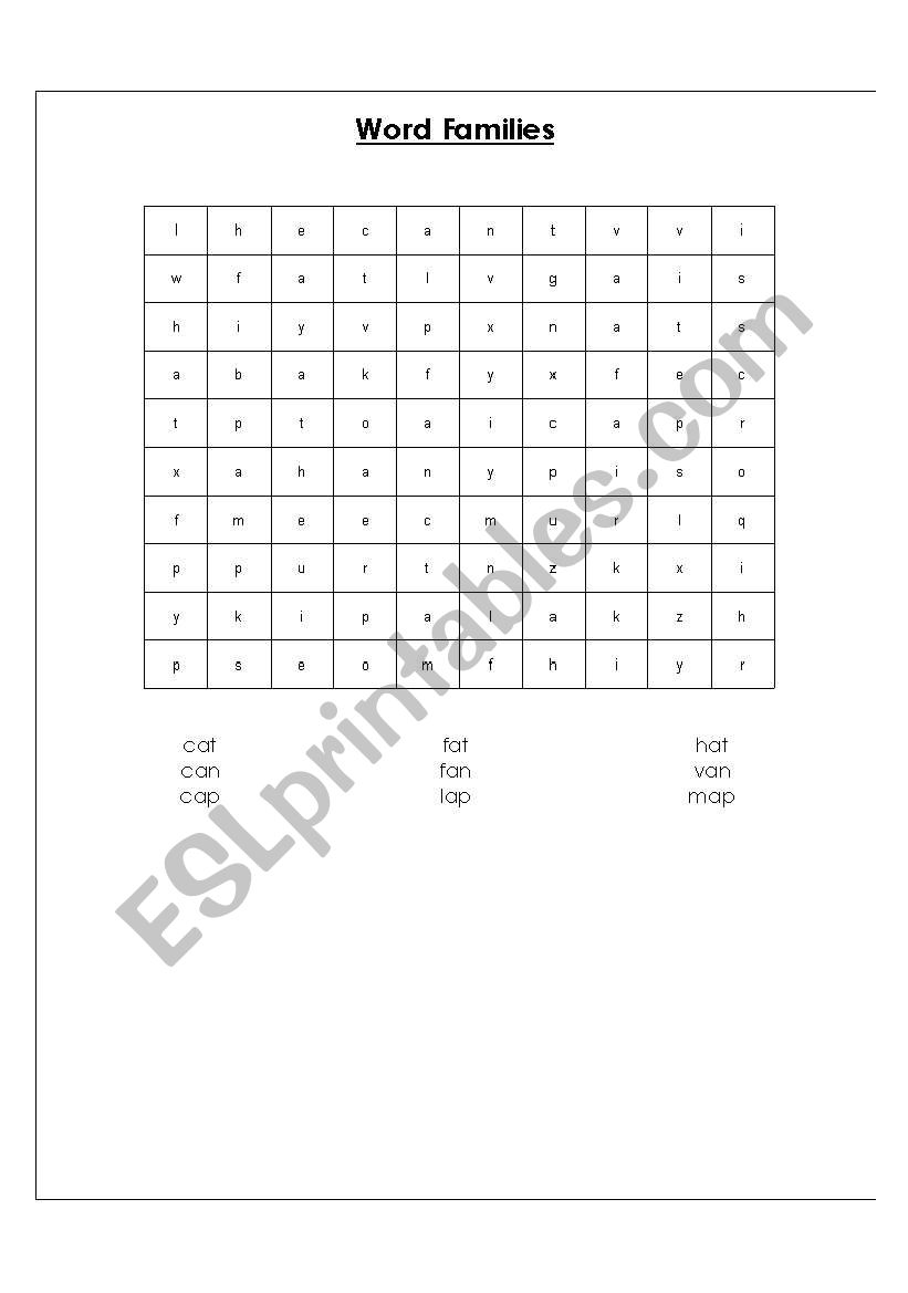 Word Families worksheet