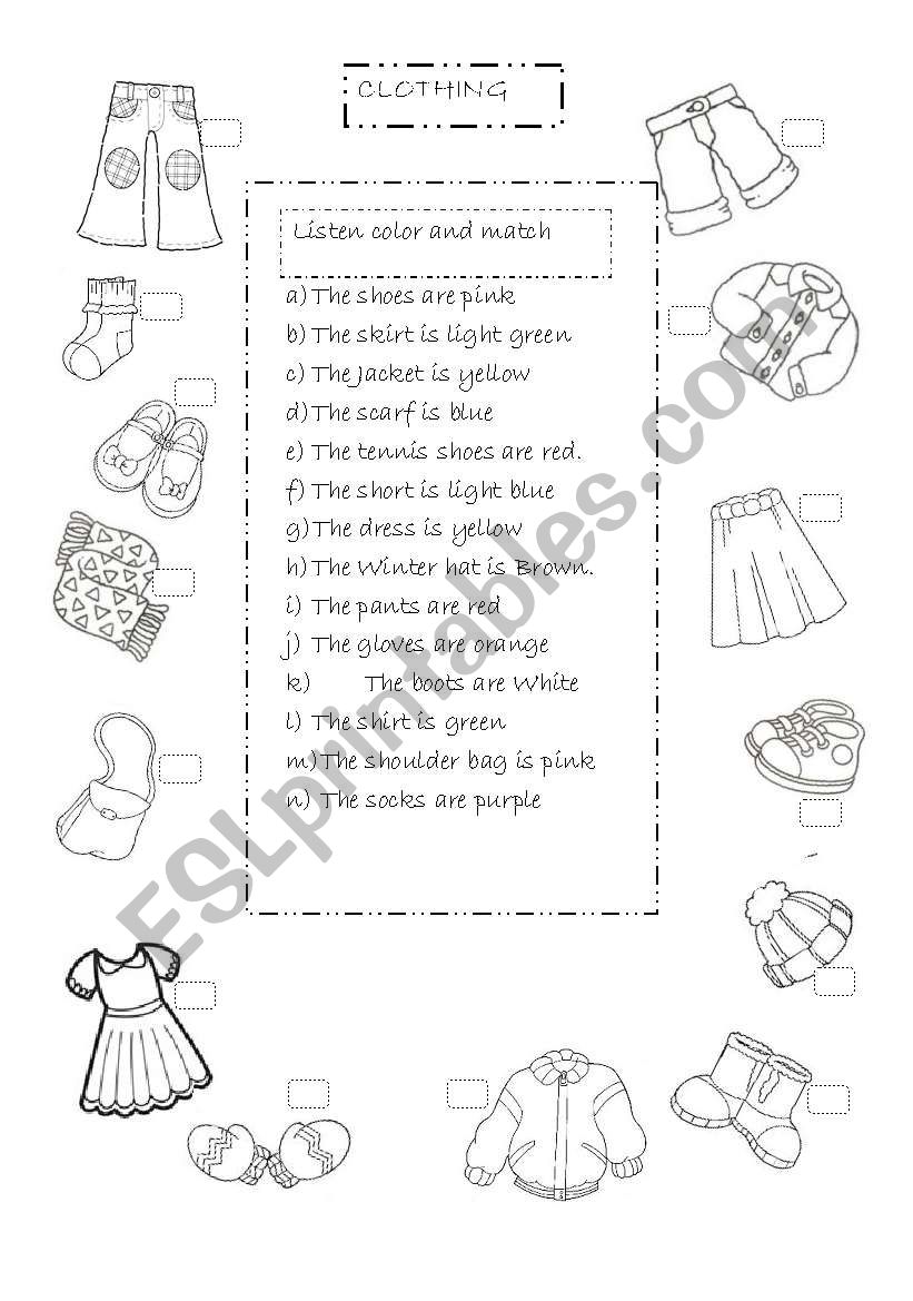 MY CLOTHING worksheet