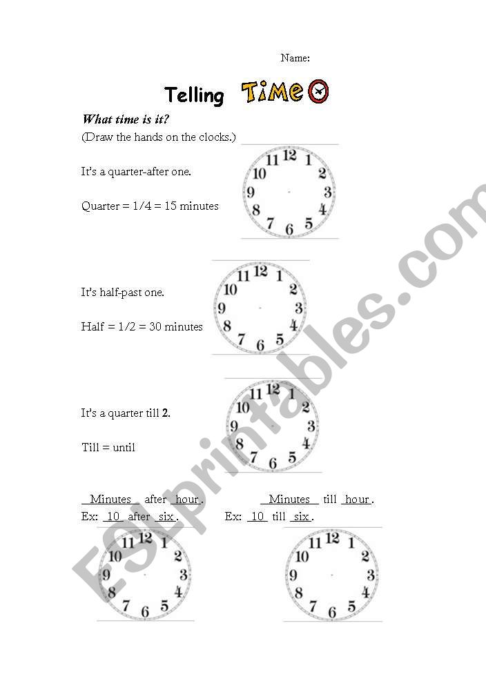Telling Time worksheet