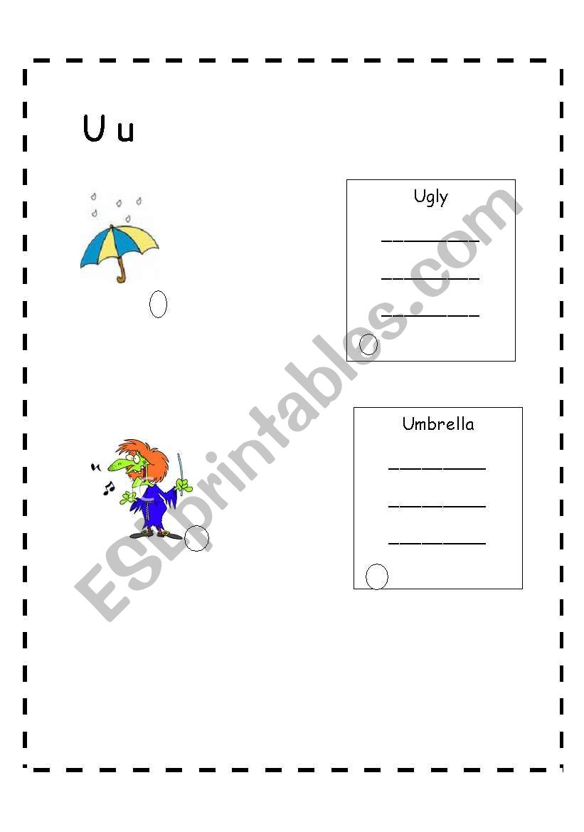 Vowels U worksheet