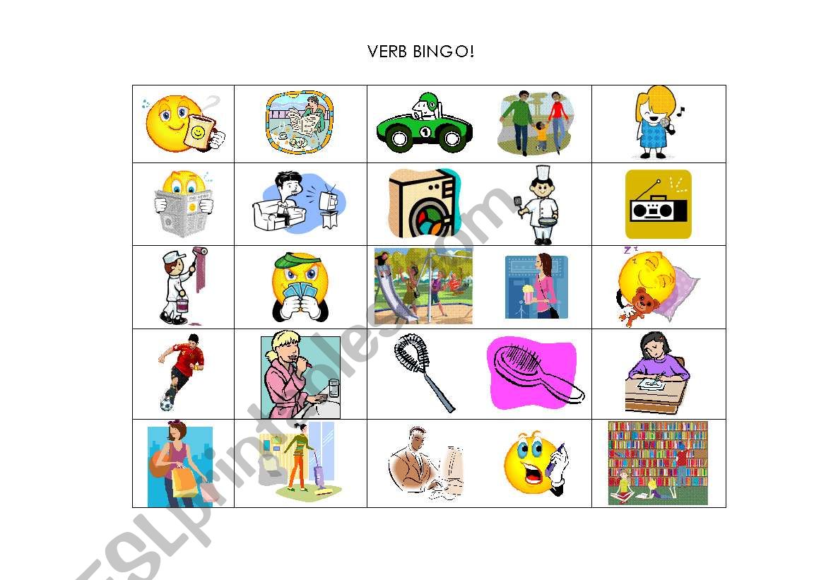 Verb Bingo worksheet