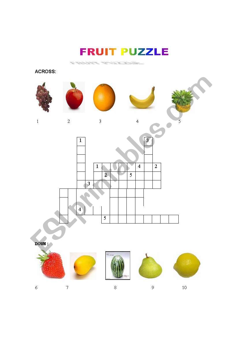 Fruit puzzle worksheet