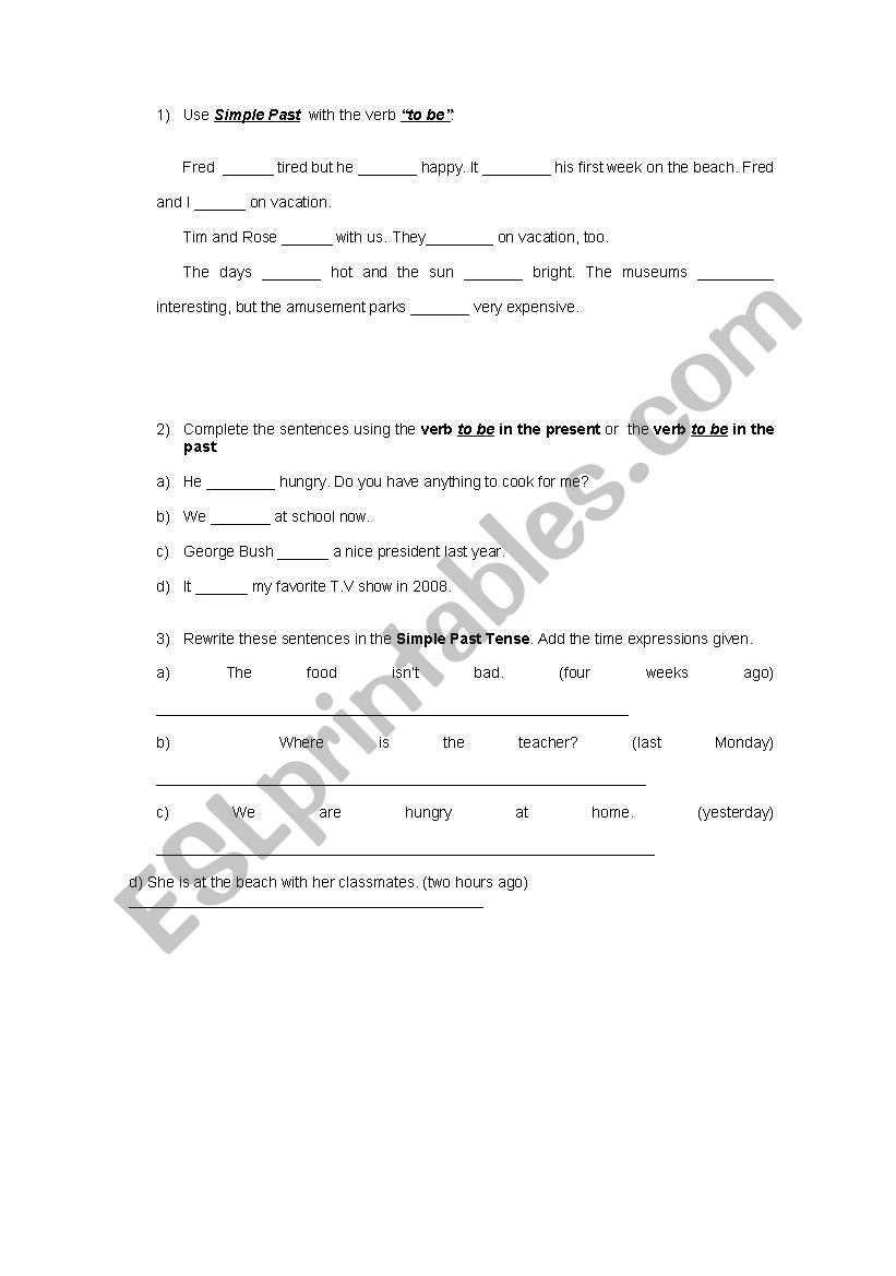 Simple Past exercise worksheet