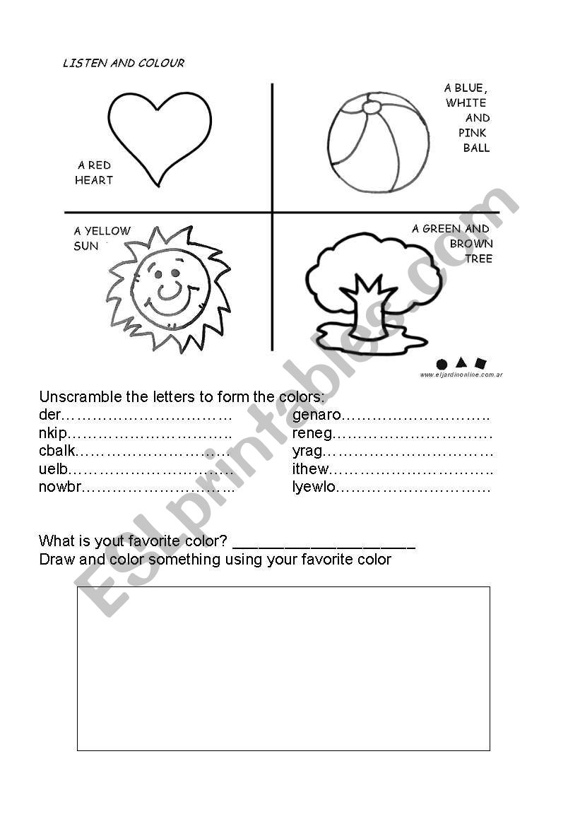 colours worksheet