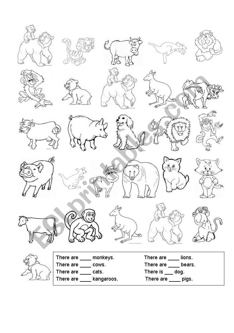 Counting animals worksheet