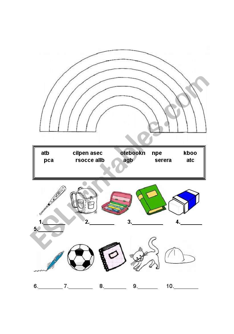 Colors and objects worksheet