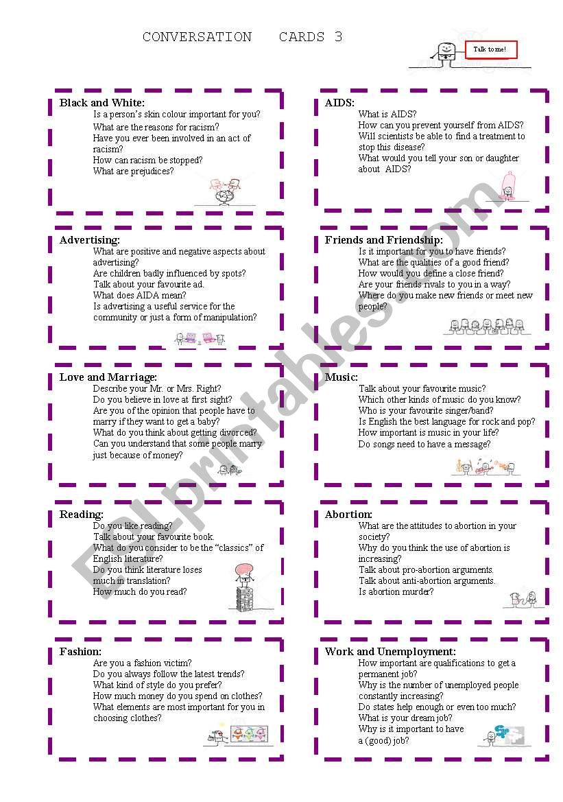 Conversation Cards 3/3 worksheet