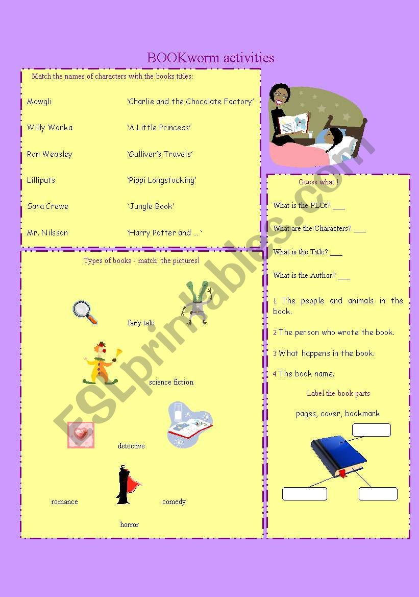 activities on books worksheet