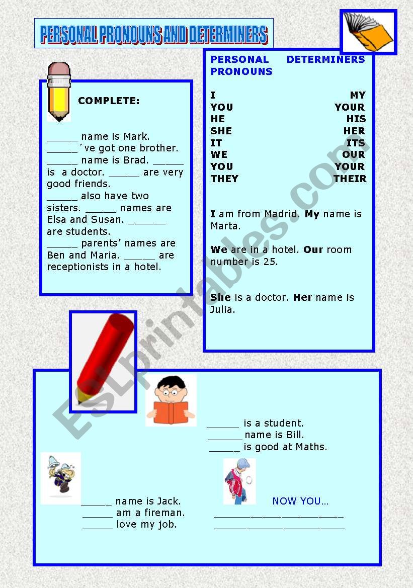 PERSONAL PRONOUNS AND DETERMINERS