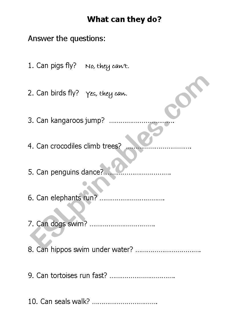 can / cant worksheet
