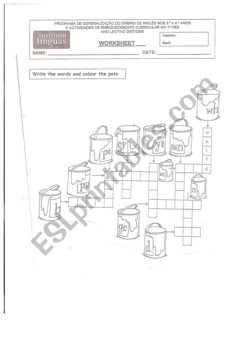 colours worksheet
