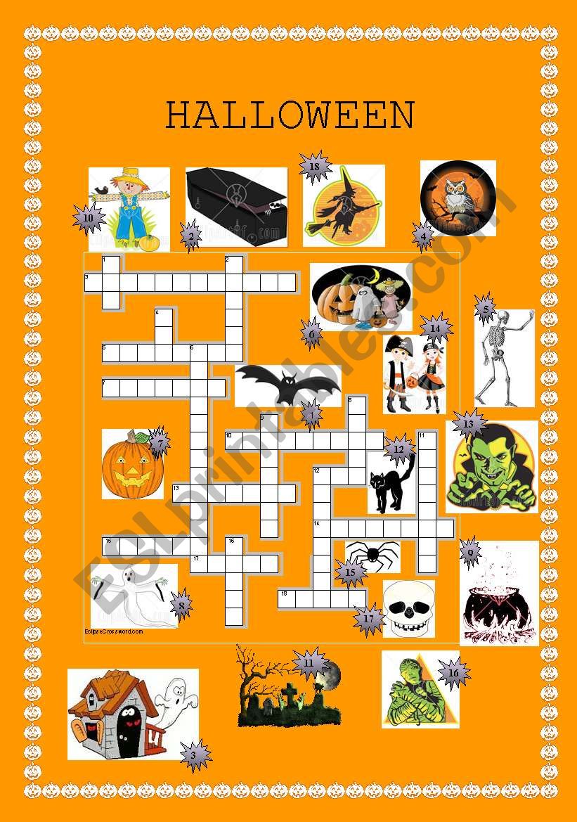 Halloween crossword worksheet