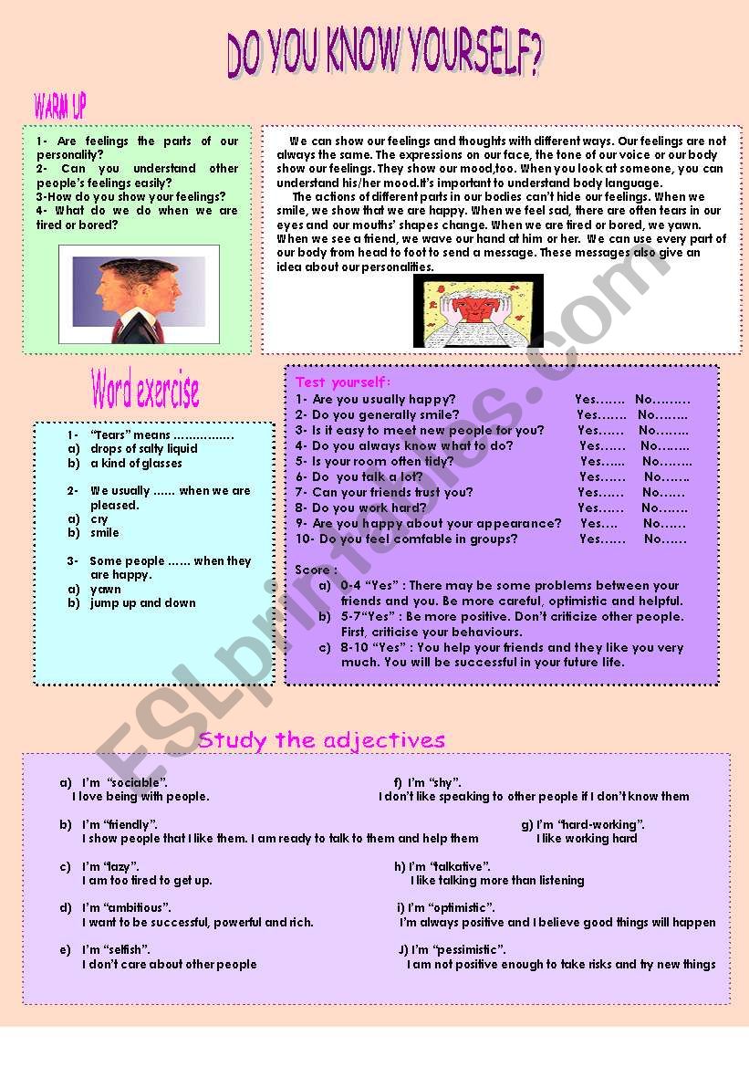 Do you know yourself? worksheet