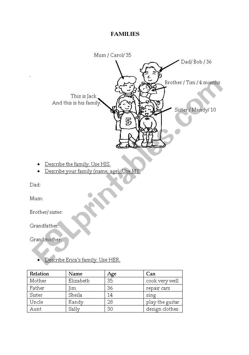 families worksheet