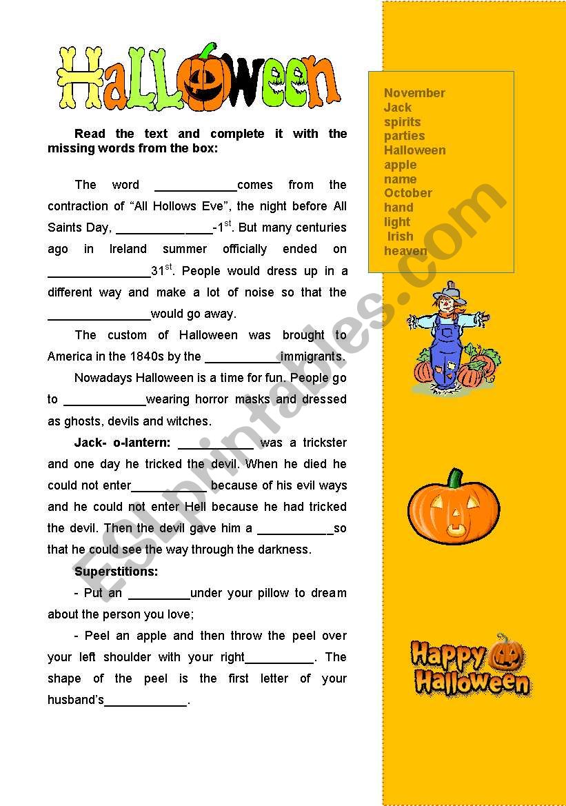 Halloweeen worksheet