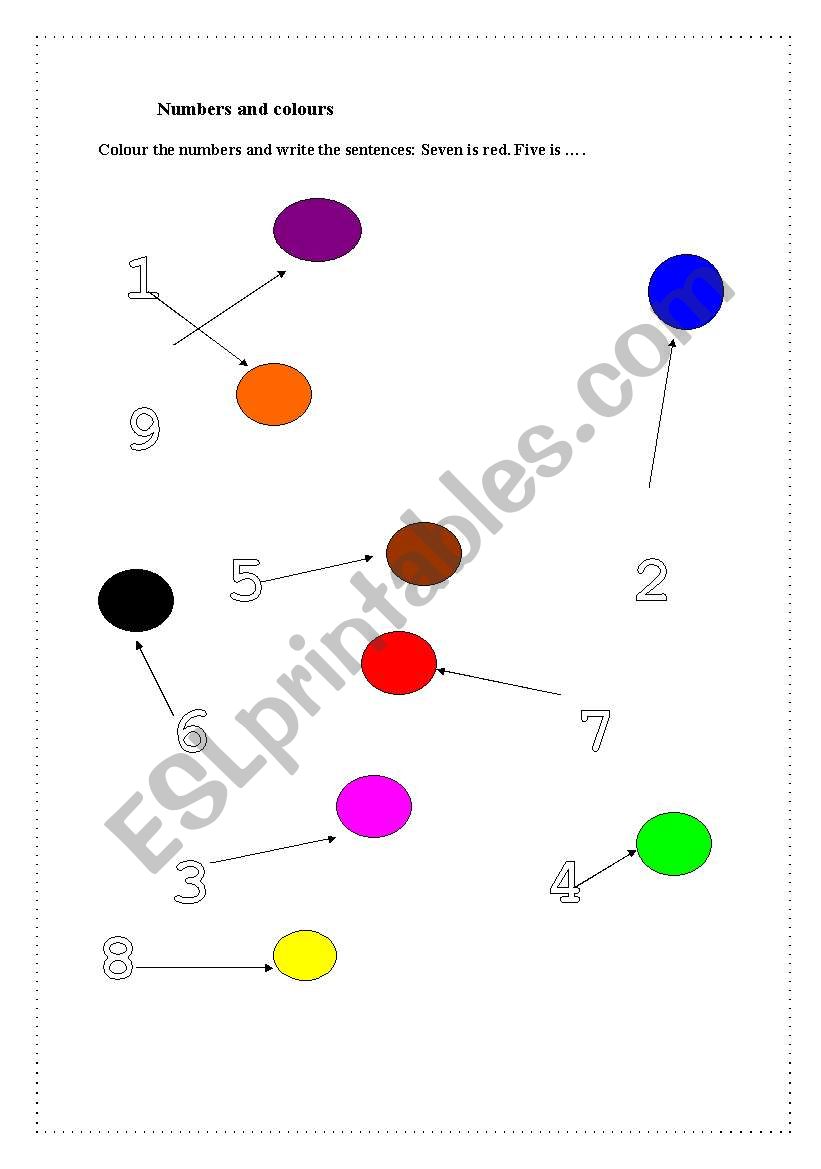 Numbers and colours worksheet