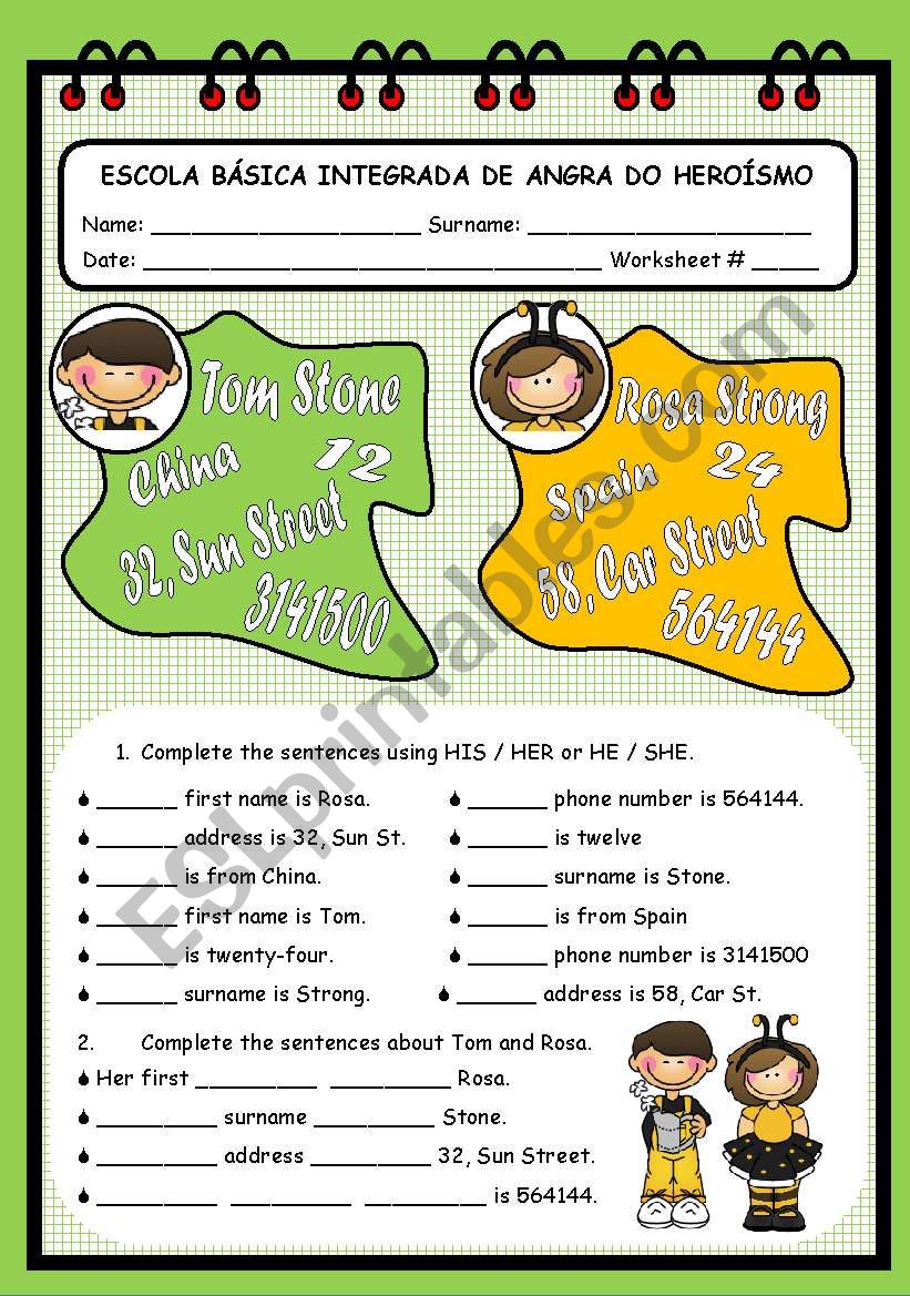 PERSONAL IDENTIFICATION  worksheet