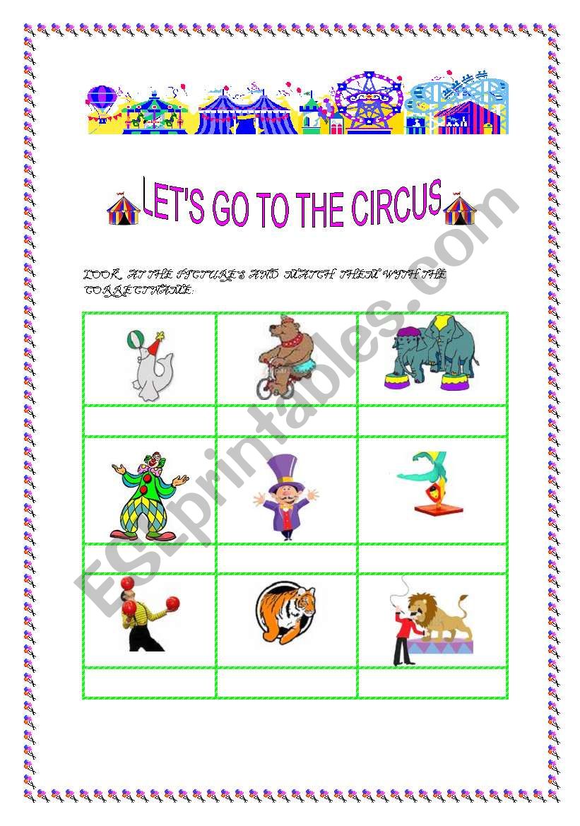 LETS GO TO THE CIRCUS worksheet