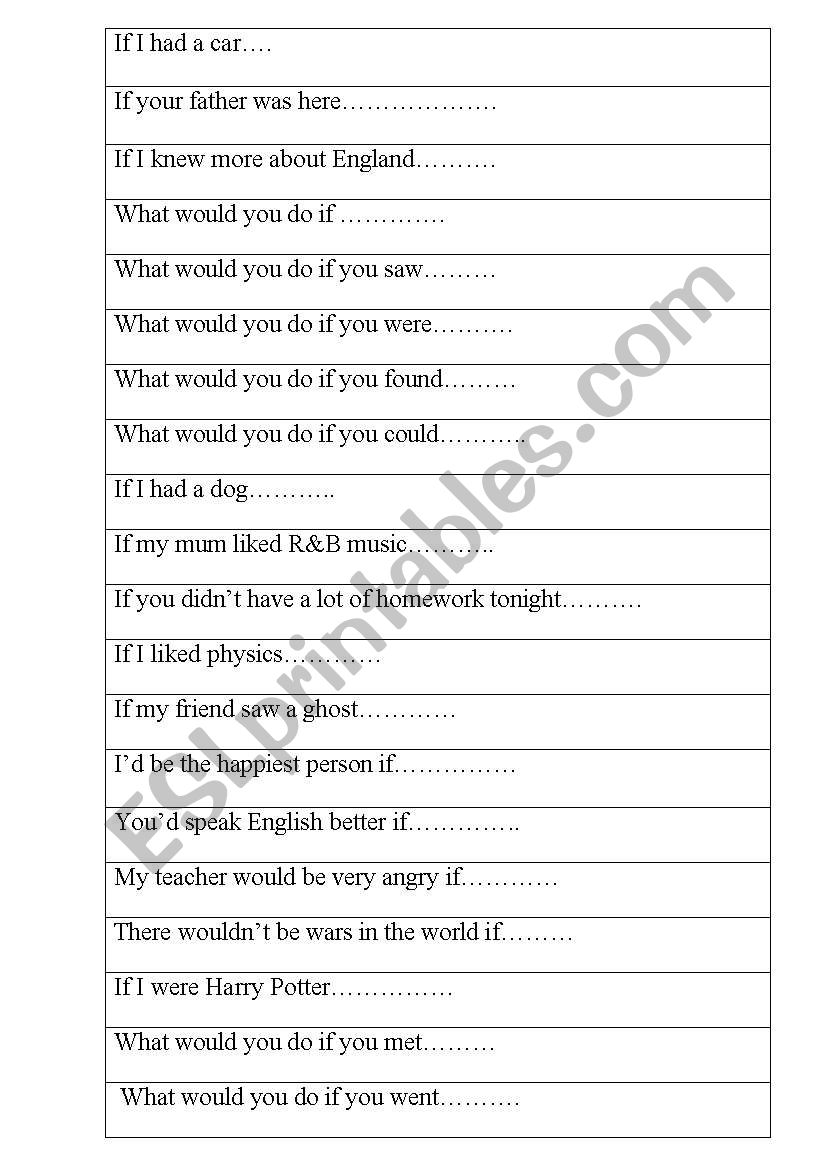 2nd conditional worksheet