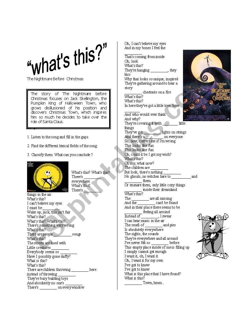 what´s this song from the movie the nightmare before christmas ESL