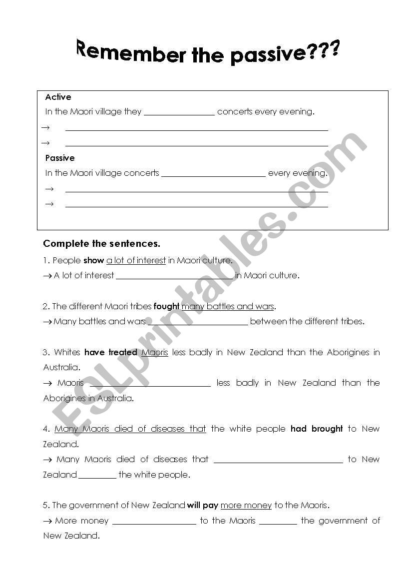 Passive Overview worksheet