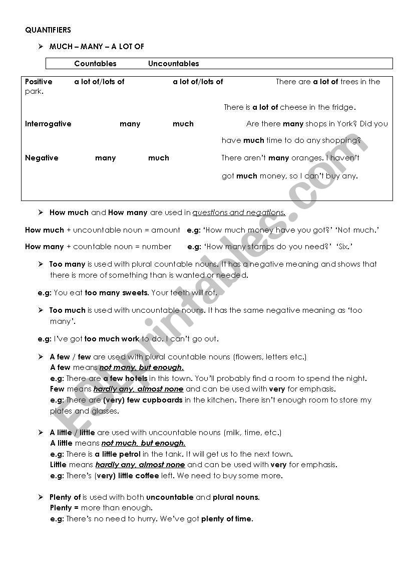 quantifiers worksheet