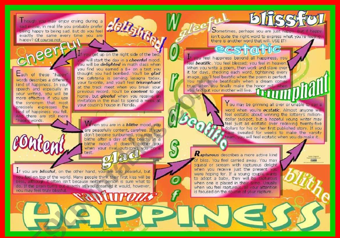WORDS OF HAPPINESS worksheet
