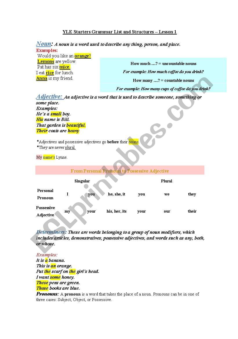 grammar worksheet
