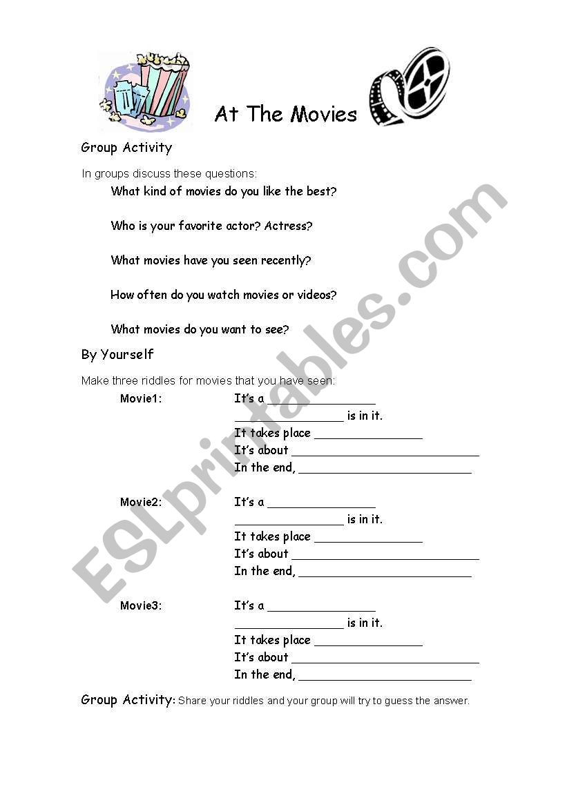 Movies Activities worksheet