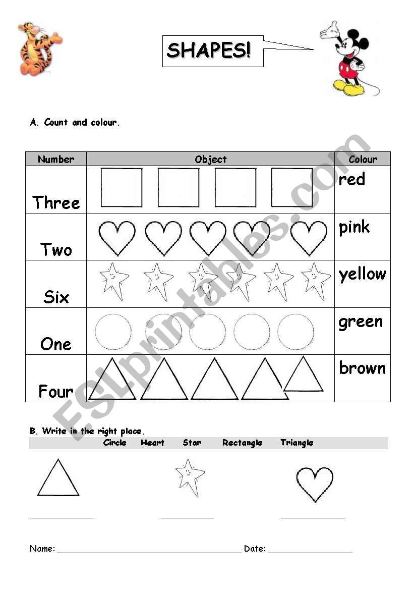 Shapes worksheet