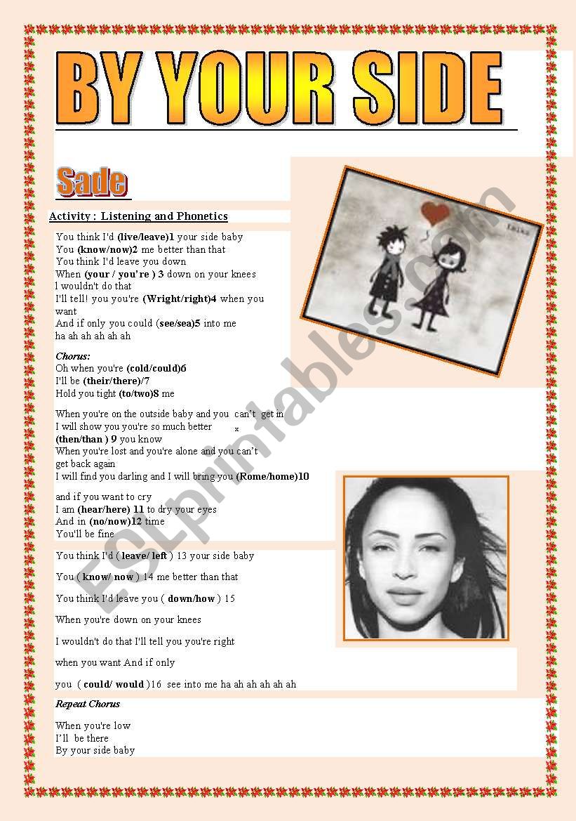 Song : BY YOUR SIDE  - worksheet