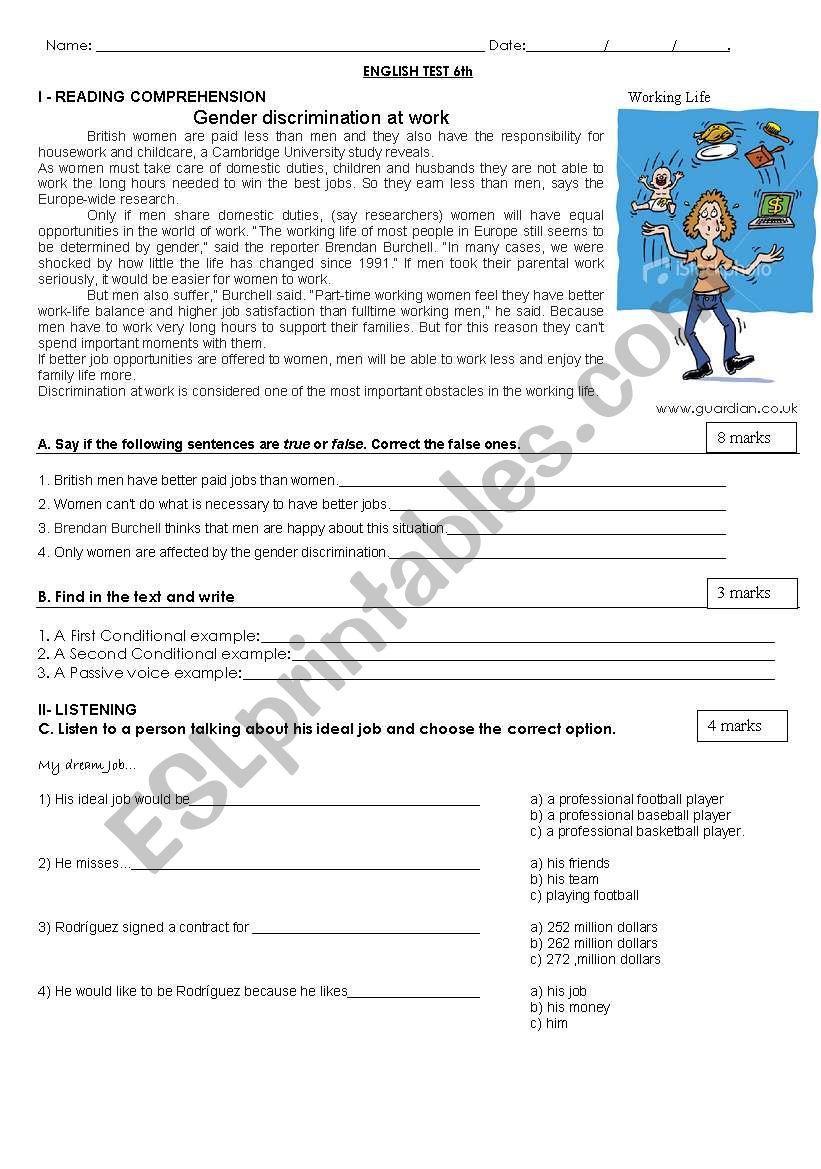 WORKING LIFE worksheet