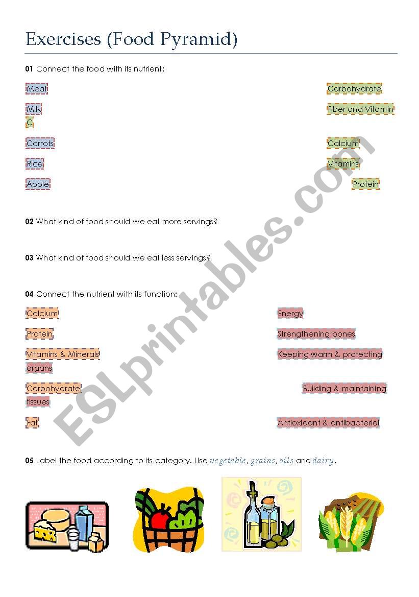 Exercises Food Pyramid worksheet