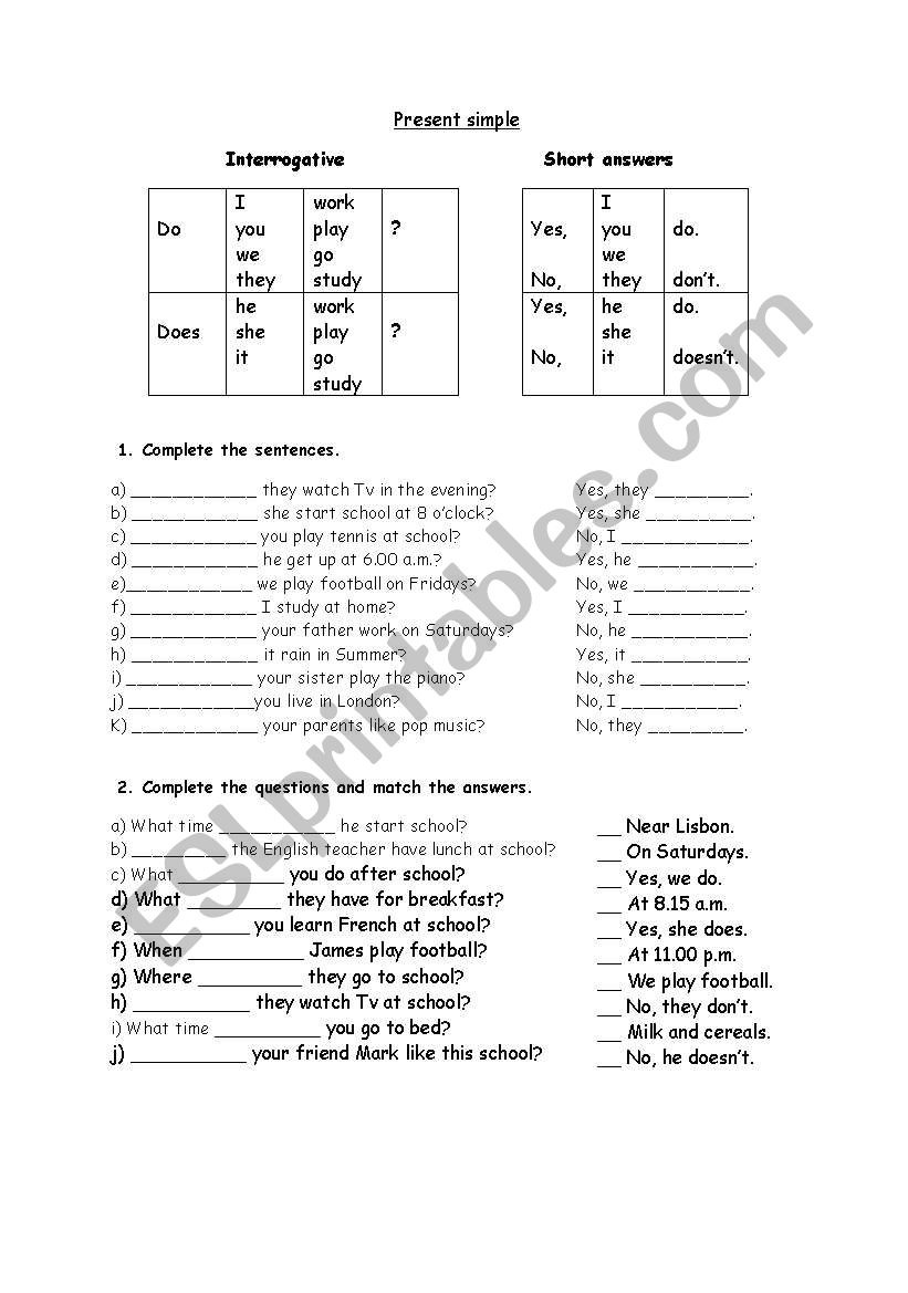 Present Simple worksheet